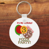 3e Pizza Party Verjaardag Tshirts en geschenken Sleutelhanger (Voorkant)