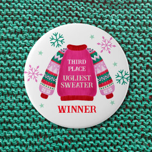 3e plaats Ugly Sweater Contest prijswinnaar Ronde Button 4,0 Cm