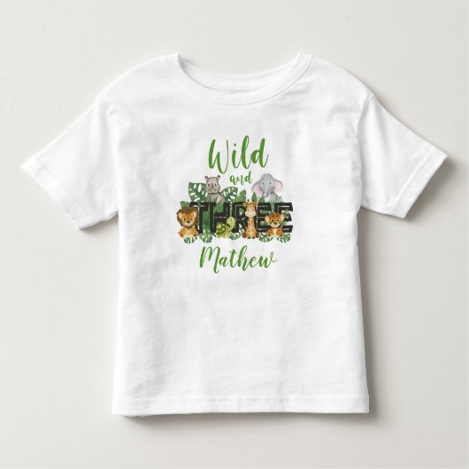 3e Safari Birthday Oerwoud Dieren T Kinder Shirts (Voorkant)