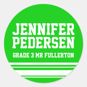 3e schoolonderricht naam id sticker groen