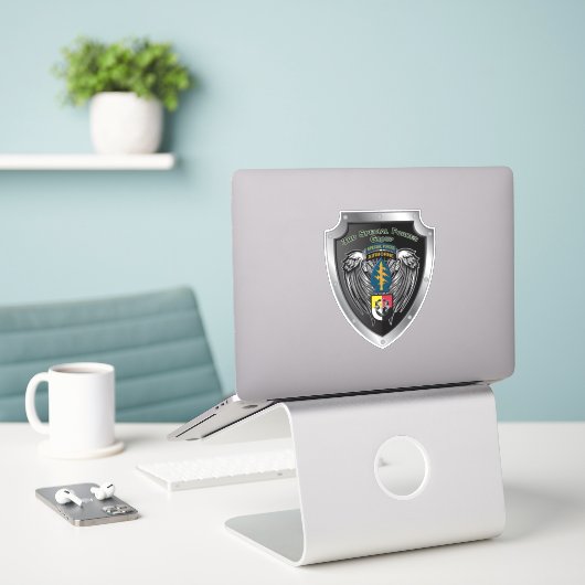 3e speciale-exploitatiegroep — Airborne Sticker (Laptop op bureau)