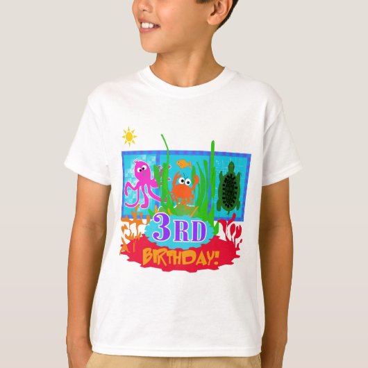 3e Undersea Adventure Verjaardag Tshirts (Voorkant)