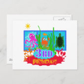 3e Undersea Adventure Verjaardag Tshirts Briefkaart (Voorkant / Achterkant)