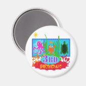 3e Undersea Adventure Verjaardag Tshirts Magneet (Voorkant / Achterkant)