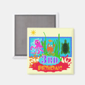 3e Undersea Adventure Verjaardag Tshirts Magneet (Voorkant / Achterkant)