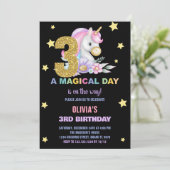 3e Unicorne florale Invitations d'anniversaire (Debout devant)