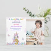 3e Unicorne florale Invitations d'anniversaire ave (Debout devant)