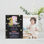 3e Unicorne florale Invitations d'anniversaire ave (Debout devant)