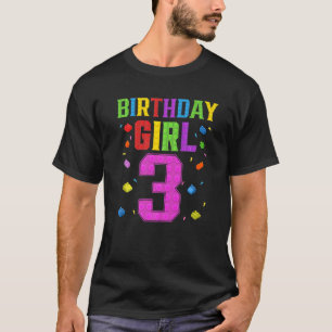3e verjaardag 3 jaar oud blokbouwmeisje t-shirt