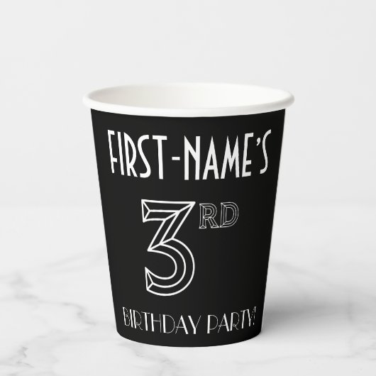 3e verjaardag: Art Deco Style + aangepaste naam Papieren Bekers (Achterkant)