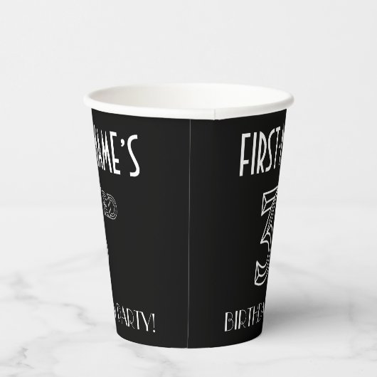 3e verjaardag: Art Deco Style + aangepaste naam Papieren Bekers (Rechts)