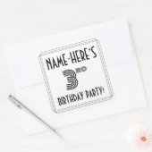 3e verjaardag: Art Deco Style + aangepaste naam Vierkante Sticker (Envelop)