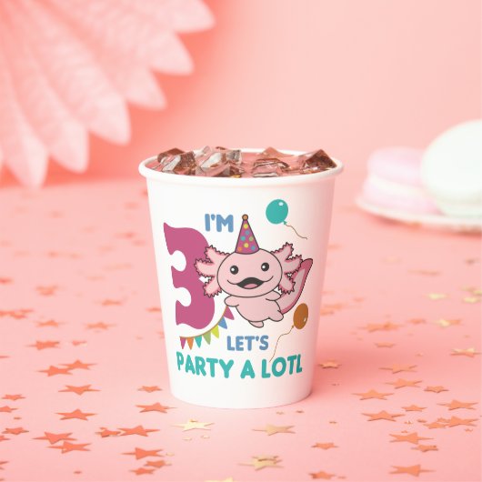3e verjaardag Axolotl, drie jaar oud Papieren Bekers (Insitu)