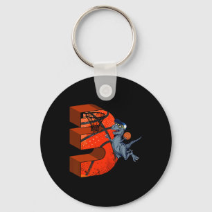 3e Verjaardag Basketbal Dinosaurus Boy Gifts Slam Sleutelhanger