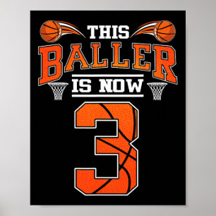 3e verjaardag Basketball Deze speler is nu 3 baken Poster