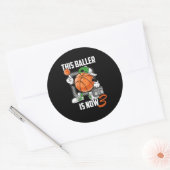 3e verjaardag Basketball Player Funny 3 Yo Ronde Sticker (Envelop)