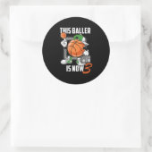 3e verjaardag Basketball Player Funny 3 Yo Ronde Sticker (Tas)