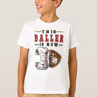 3e verjaardag cadeau voor 3 jaar oude honkbal t-shirt