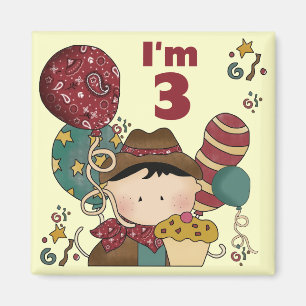 3e verjaardag Cowboy T-shirts en geschenken Magneet