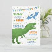 3e verjaardag Dinosaur Kaart (Staand voorkant)