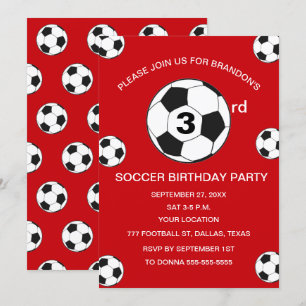 3e Verjaardag Feest Voetbal Rode Jongens Sport Kaart