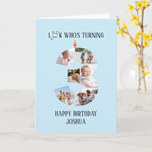 3e verjaardag fotokaart kaart (Gele Bloem)