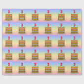 3e verjaardag: Fun Cake en Candle + Custom Name Cadeaupapier (Vlak)