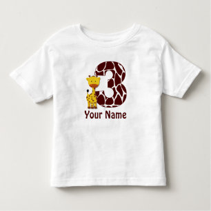 3e verjaardag Giraffe gepersonaliseerd T-shirt
