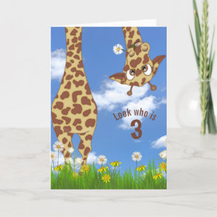 3e verjaardag giraffe in gras kaart