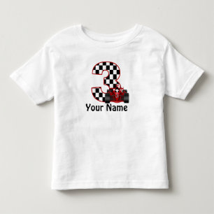 3e Verjaardag Jongen Gepersonaliseerde Race Car Sh Kinder Shirts