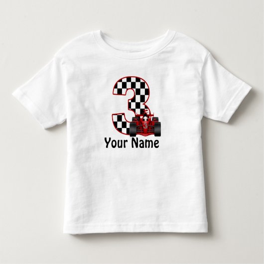 3e Verjaardag Jongen Gepersonaliseerde Race Car Sh Kinder Shirts (Voorkant)