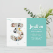 3e verjaardag jongen nummer 3 aangepaste foto coll kaart (Staand voorkant)