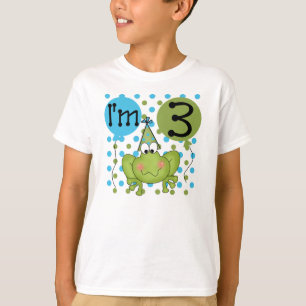 3e verjaardag kikker (blauw) t-shirt