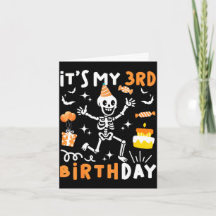 3e verjaardag kinderen grappig skelet 3e boe dag kaart