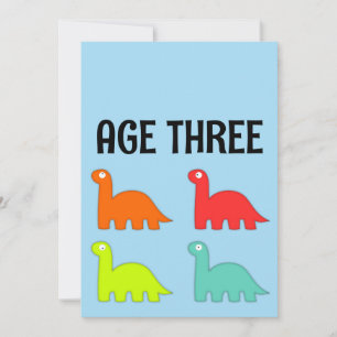 3E VERJAARDAG LEEFTIJD 3 T-REX ZACHTE AANGEPASTE U KAART