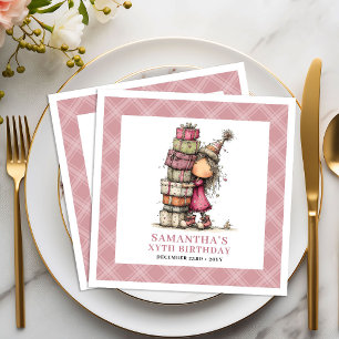 3e verjaardag meisje feest grappige grillig roze s servet