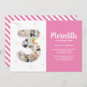 3e verjaardag meisje nummer 3 aangepaste foto coll kaart (Voorkant / Achterkant)