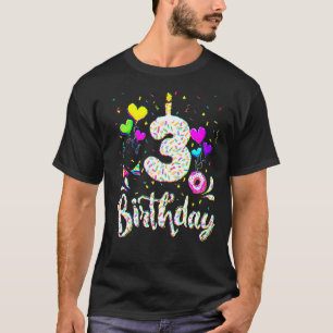 3e verjaardag meisje van 3 jaar oude dag: Doughnut T-shirt