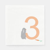 3e Verjaardag Modern Grey Bunny Party Servetten (Voorkant)