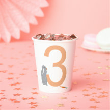 3e Verjaardag Modern Minimal Grijs Bunny Party Cup