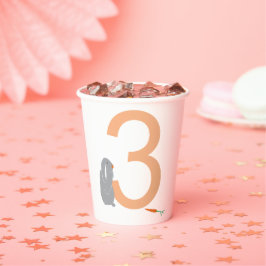 3e Verjaardag Modern Minimal Grijs Bunny Party Cup Papieren Bekers