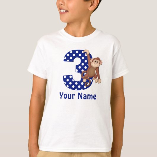 3e verjaardag Monkey Blue, speciaal Shirt (Voorkant)