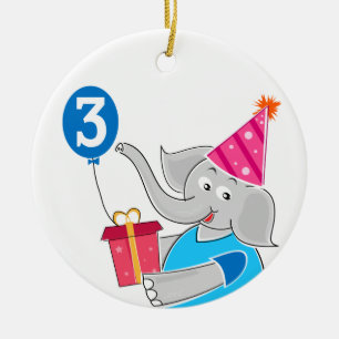 3e verjaardag olifant keramisch ornament