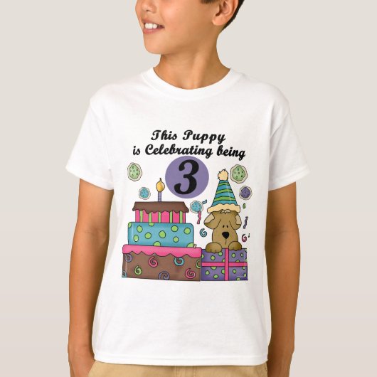 3e verjaardag Puppy T-shirts en geschenken (Voorkant)