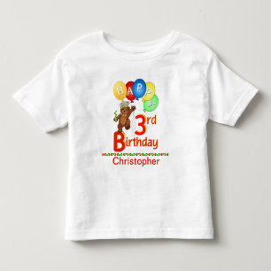3e Verjaardag Regal Teddy Beary Aangepaste naam Kinder Shirts