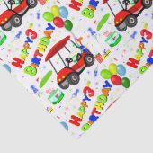 3e Verjaardag Rode Golfkar Jongenspatroon Tissuepapier (Detail)