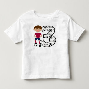3e verjaardag Rood en Blauw Voetbal T-Shirt