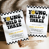 3e verjaardag Smiley Gezicht Bolt, Jong, Wild & Dr Kaart