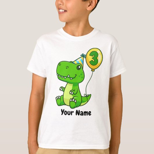 3e verjaardag T-Rex ballon T-shirt (Voorkant)