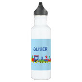 3e Verjaardag Trein Personaliseer Naam Waterfles (Rechts)